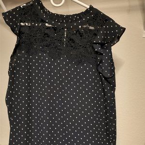 Loft Navy Polka Dot Blouse